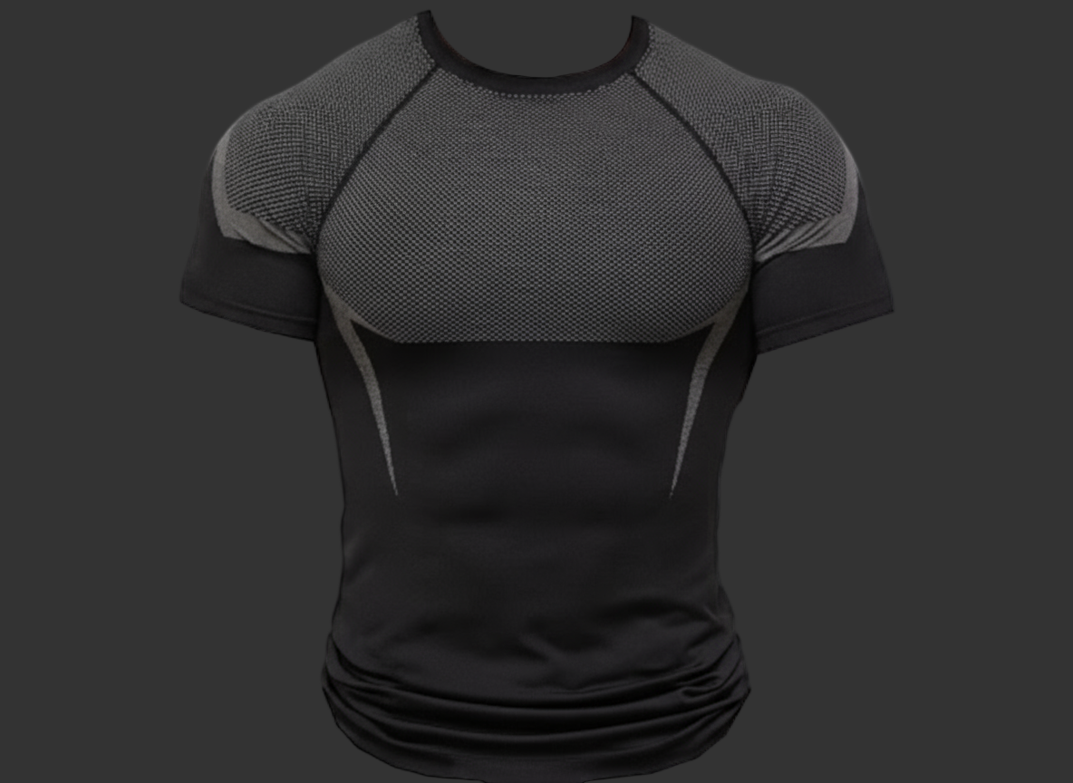T-shirt compression noir format carré