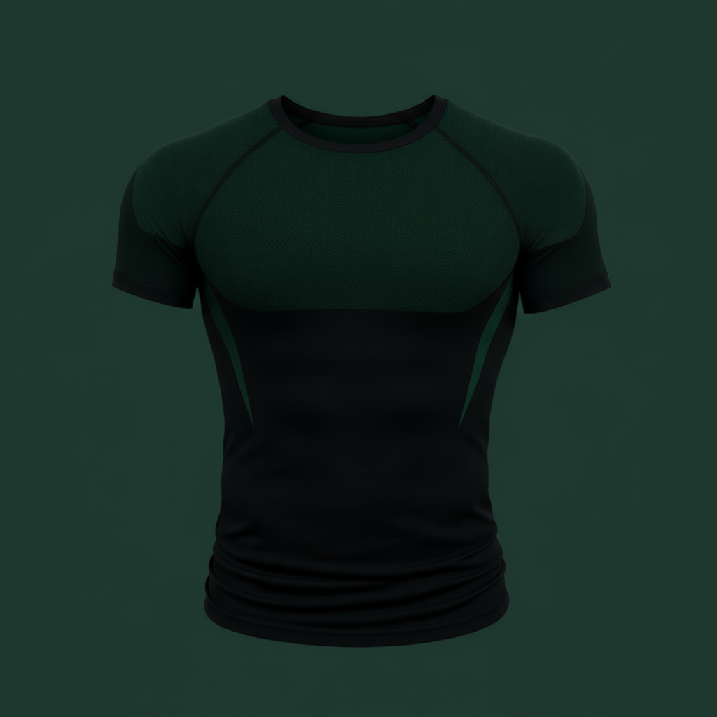 T-shirt compression vert fond assorti